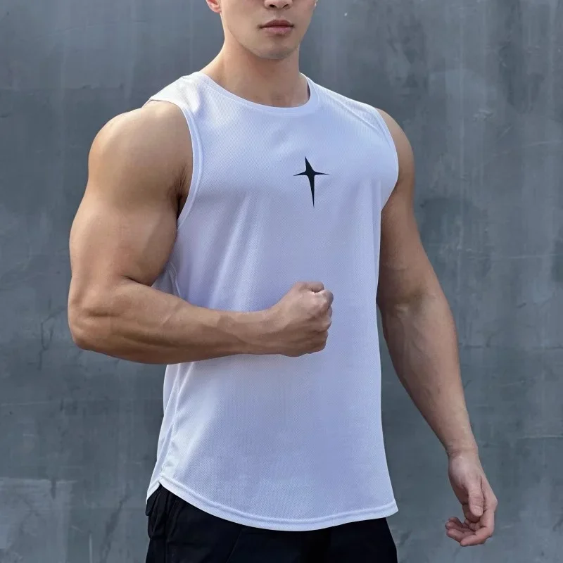 summer Sleeveless vest outdoor sport tank top running fitness undershirt quick drying round neck gym T-shirt men Breathable tops image 5