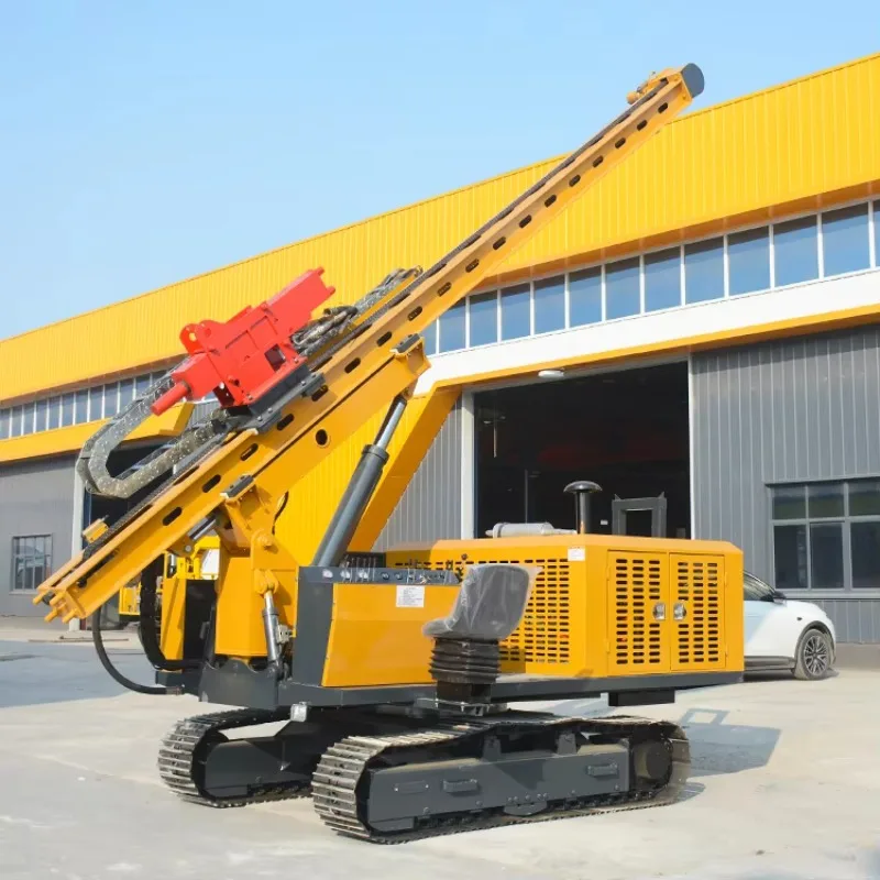 Mini Solar Pile Driver Crawler Hydraulic Ramming Machine For Photovoltaic Foundation C Steel Post Piling Rig Equipment