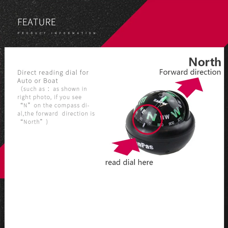 2023 KANPAS Compass for Car / Compass ball for Rearview Mirror/ Professional Compass for Car /no liquid leaking ball compass