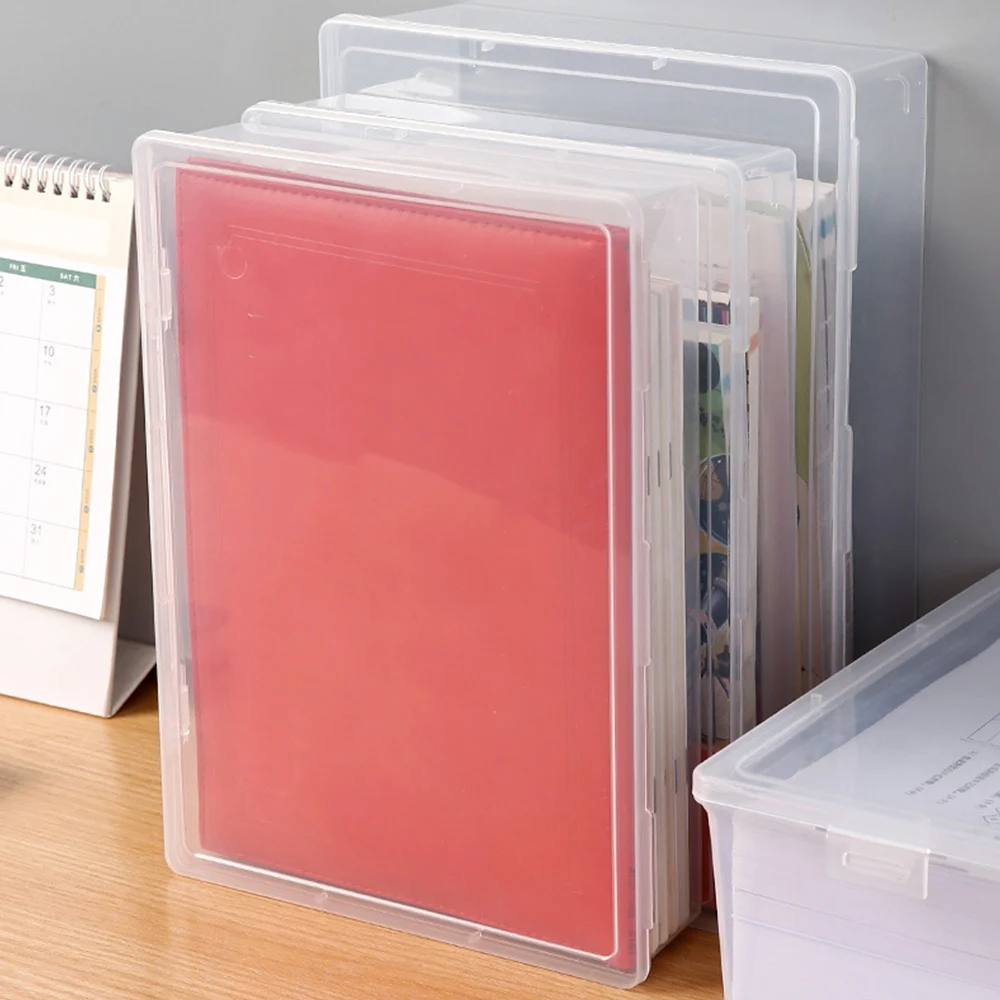 Transparent A4 Document Storage Box Office Supplies Plastic Storage Box A4 Paper Storage Case Desktop Storage Dustproof