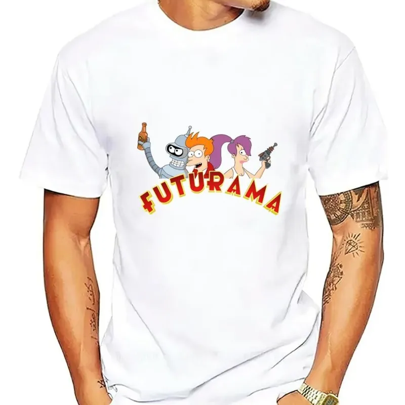 Cartoon F-Futurama Cool T Shirt Men Couple Combination Women Clothes Short Sleeve Collar Fashion Cotto