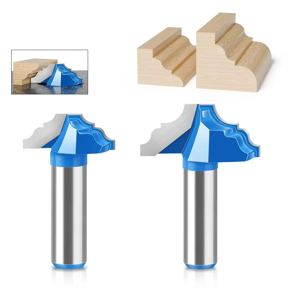 

1/2" Shank 12mm Shank Router Bit Yarn Cutter Cabinet Molding Double Corner Carving Router Bits for Wood Tool Woodworking
