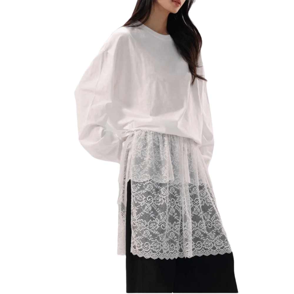 

Новая мини-юбка с вышивкой и кружевом в стиле Y2K, уличная мода Харадзюку, с рюшами и шнуровкой, прозрачная, с драпировкой, украшенная джинсовой отделкой