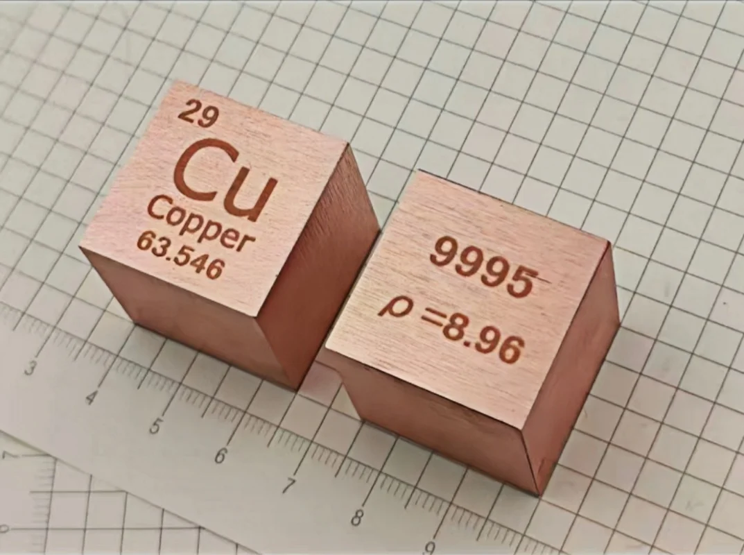 Copper Cube Metal Copper Periodic Phenotype Cube 10mm, 15mm, 25.4mm Custom Sizes