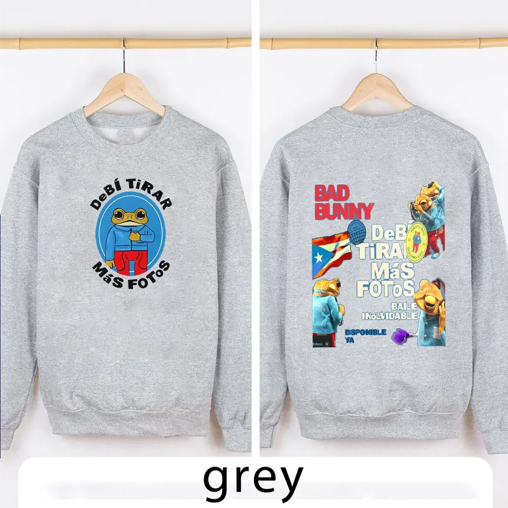 Debi Tirar Mas Fotos 2025 Assinatura Street Apparel Bad Bunny Inspiration Quote Moletom com capuz Crewneck Mr. Frog Roupas com capuz Mulheres Tops