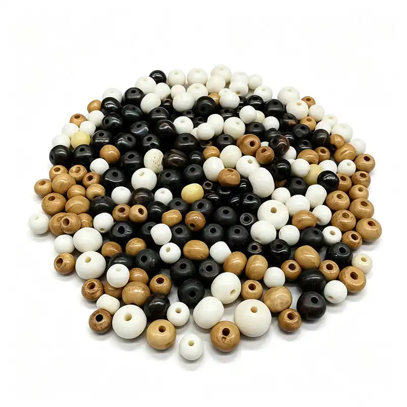 20PCS Tibet Yak Bone Loose Beads 8mm 10mm 12mm White Black Brown TSB0132