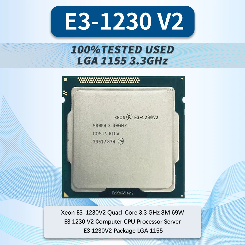 Xeon E3 1230 V2 3.3 GHz Quad-Core CPU 8M 69W LGA 1155 E3-1230v2 E3 1230 V2