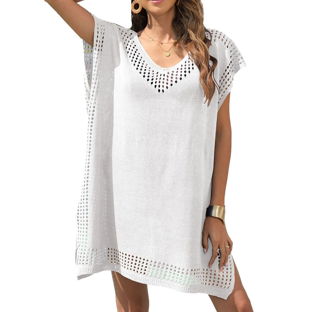 Vrouwen Badmode Bikini Cover Up Gratis Grootte Zonnejurk Badpak Badmode V-hals 82 cm/32.3 inch Strand Jurk Beachwear