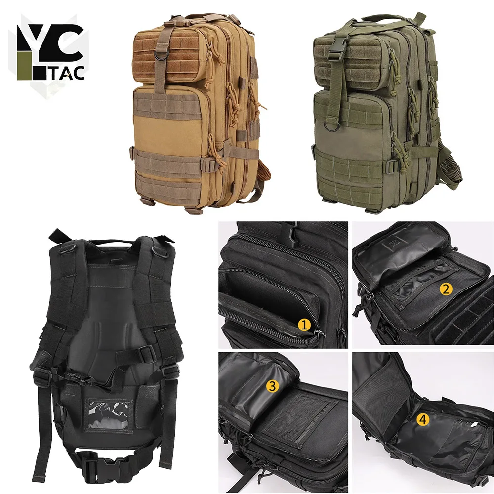 YCTAC Tactical MOLLE Backpack 3P Multi-functional   For Outdoor Hiking Travel  military Expandable Daypack Camping