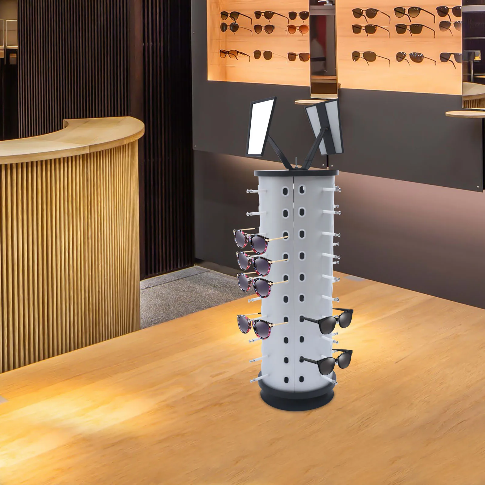 360° Rotating Sunglasses Display Storage Stand with 40 Pairs of Glasses Capacity for Optical Stores Exhibitions Clothing Stores