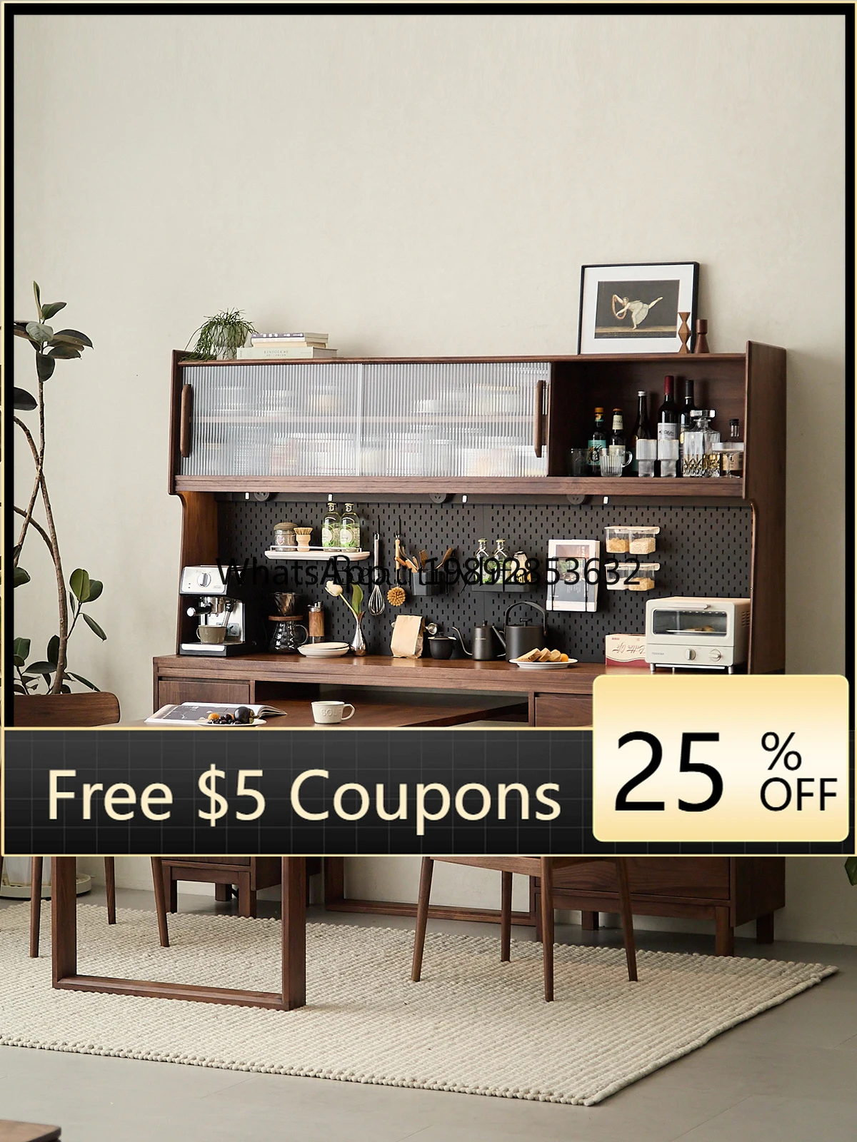 FF North American black walnut storage cupboard Nordic modern solid wood storage wine cabinet