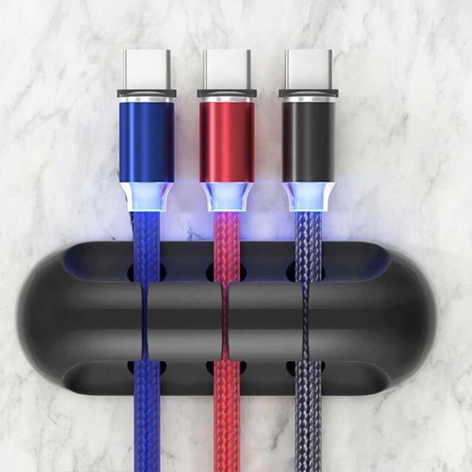 2pcs Desktop Silicone Cable Organizer Multipurpose Elastic Cord Cable Holder for Bundling and Fastening Earphone Phone Charger