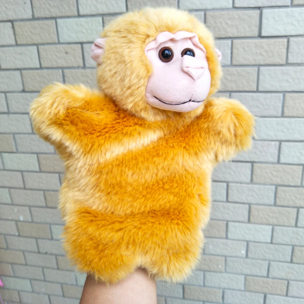 Bebê infantil café macaco mão fantoche brinquedo de pelúcia animal