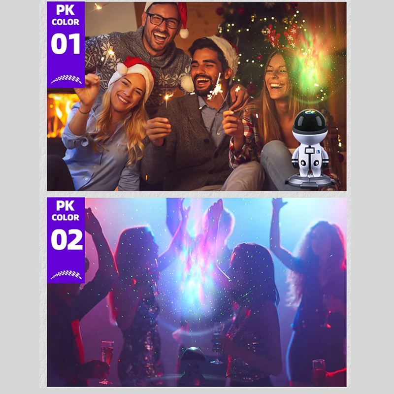 Astronauta Projetor Star Light, Galaxy Light, Onda de Água, LED Multicolor, Luz noturna, Kids Gift