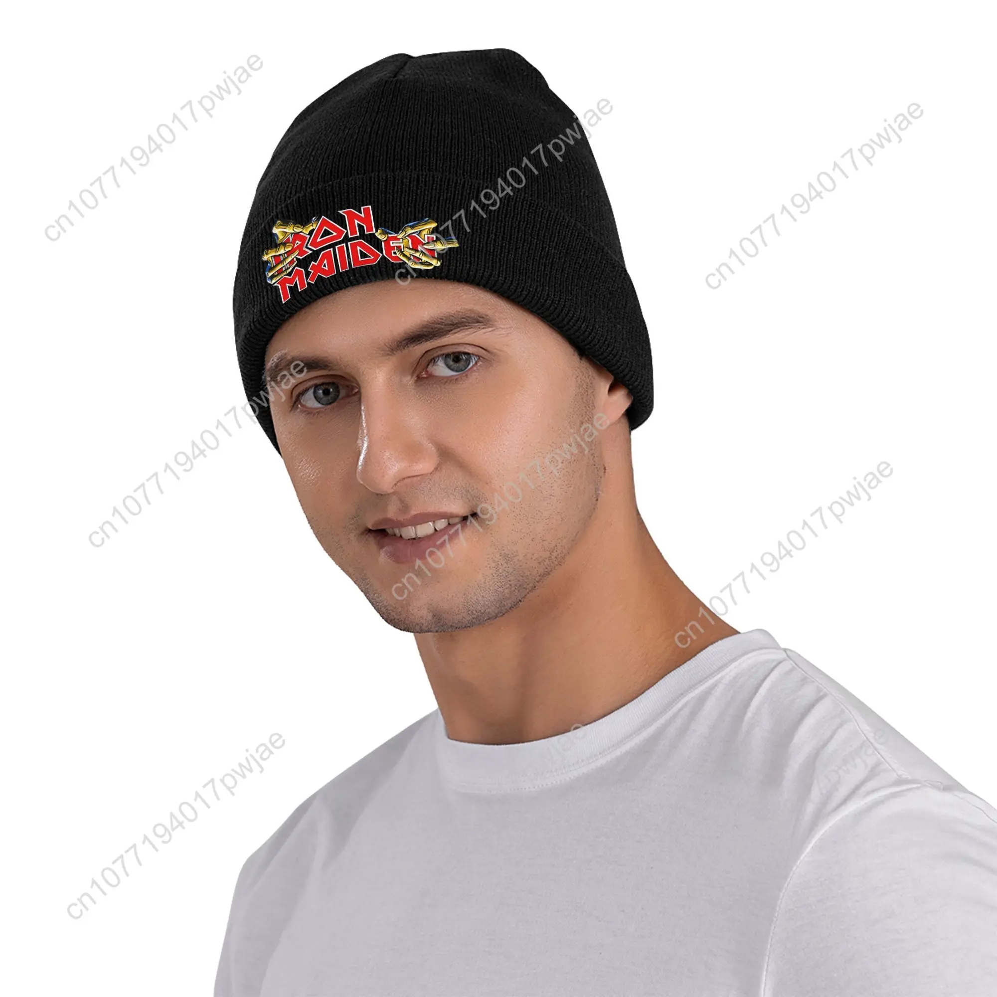 IronMaidens Rockband Beanie-Mütze für Damen und Herren, Winter, warm, gestrickt, Totenkopfmütze