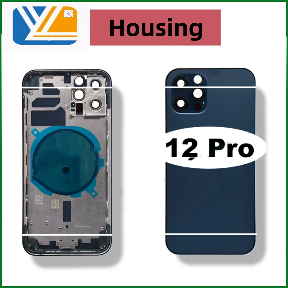 Back Housing For iPhone 12 12Pro 12Pro Max Battery Cover Back Rear Frame Chassis+with Side Buttons+SIM Tray+Tools 12 Back Cover