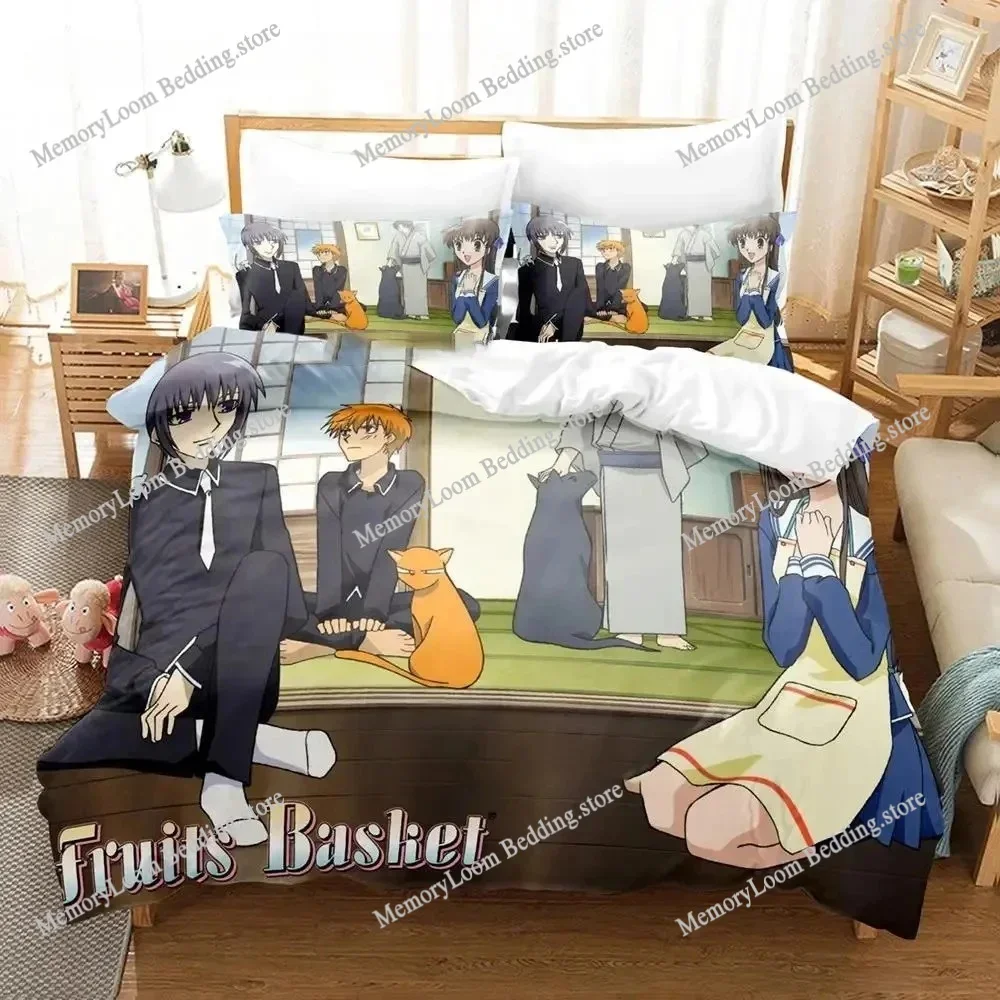 Personality Fruits Basket Bedding Set Single Twin Full Queen King Size Bed Set Adult Boys Bedroom Duvetcover Sets Anime Bed