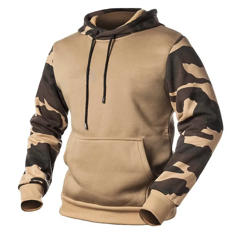 

EU Size Autumn Men One Piece Hoodie Camouflage Hooded Sweatshirt 2024 Long-sleeved Pullovers Fashion Camo Patchwork Hoodies Male