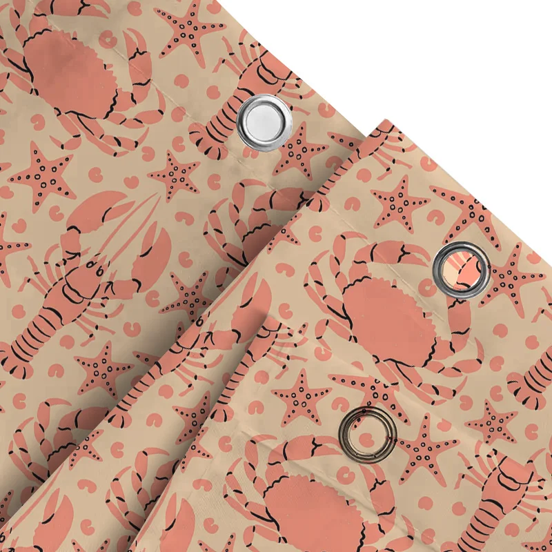 شاطئ البحر القشريات دش الستار المرجان الأسود بحري البحرية المأكولات البحرية طباعة غرفة ديكور للحمامات ديكور المنزل مقاوم للماء #6