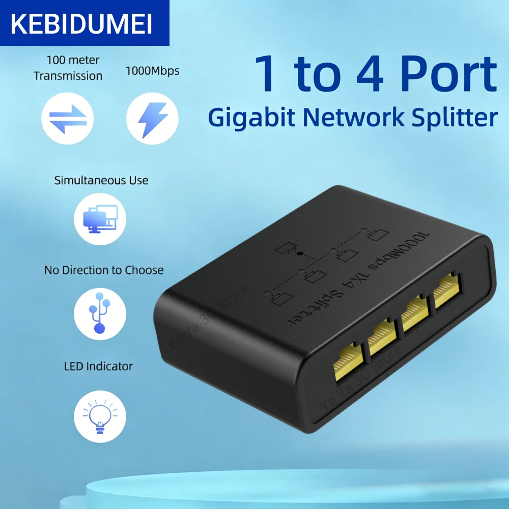 

KEBIDUMEI 5-портовый гигабитный сетевой коммутатор 100/1000 Мбит/с Ethernet, высокопроизводительный расширитель сети, разветвитель кабеля