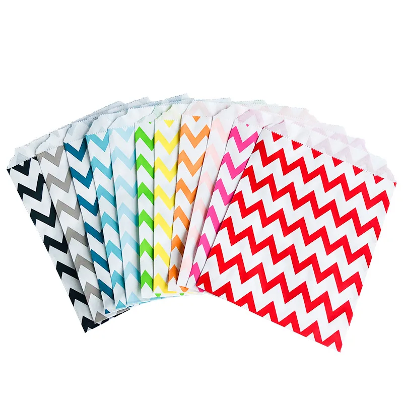 1000pcs 5x7 Inches Wave Striped Pattern Gift Paper Bags DIY Decoration Packaging Cute Holiday Wedding Favor Candy Treat Bags