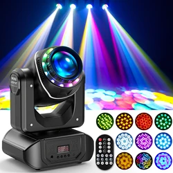 Luz de cabeza móvil de 150W, luz de arcoíris DMX512 con activación por voz, haz y patrón giratorio para discoteca, luz de escenario