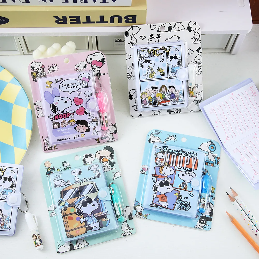 New model snoopy Mini Diary Notebook Set with Ballpoint Pen Kawaii Student School Stationery Office School Supplies Gifts