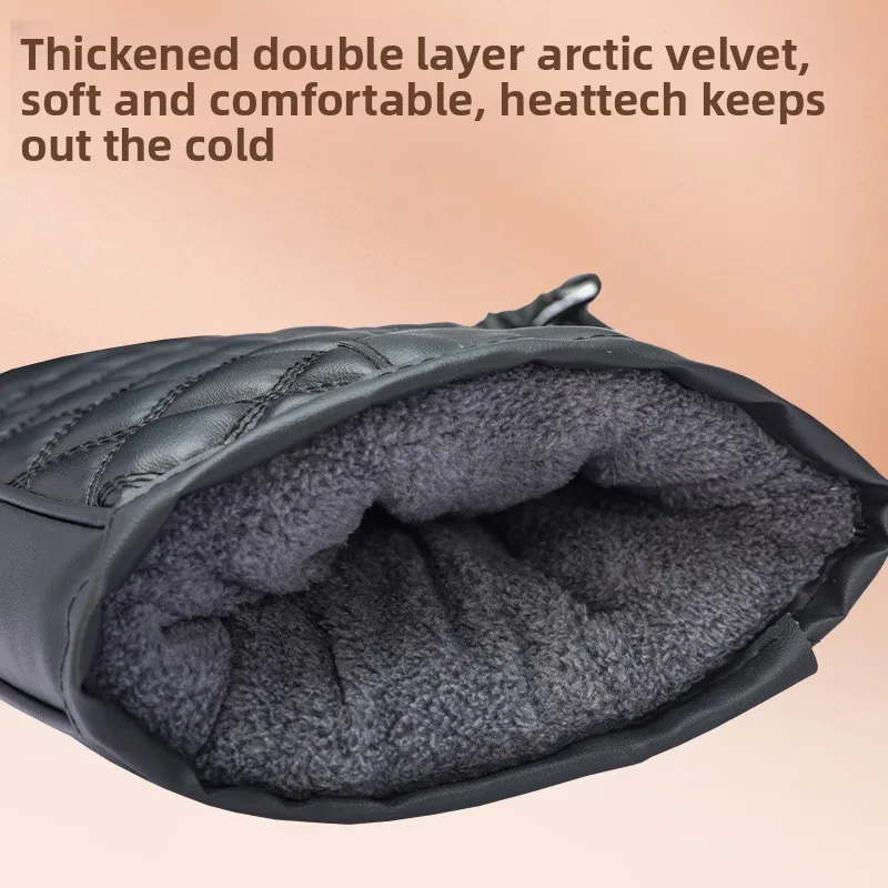 يغطي مقود الدراجة النارية المقاوم للرياح قفازات الشتاء الدافئة دراجة كهربائية مقاومة للماء مبطنة بالصوف سميكة من القطن لحماية اليد #5