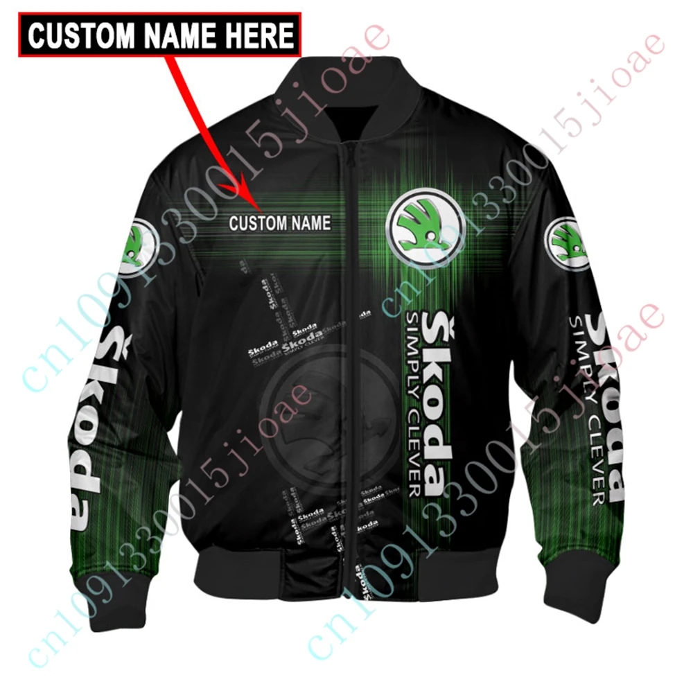 

Skoda Bomber Jacket Jackets For Men's Clothing Thick Coat Techwear Baseball Uniform Harajuku Parkas Windbreaker Custom Logo