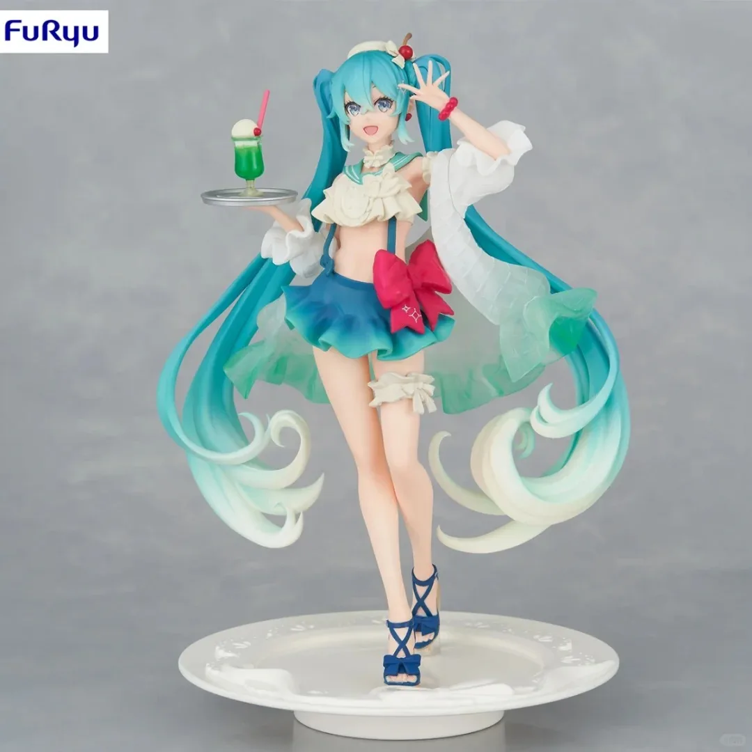 Nuova Statuetta Anime Hatsune Miku da 18CM, Serie Sweet Sweets Melon Soda Float, Figura in Piedi, Giocattolo Carino da Collezione, Action Figure in PVC