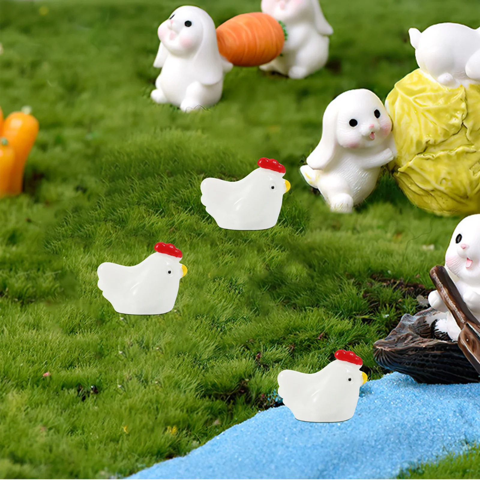 

10Pcs Mini Resin Chickens Whimsical Chicken Figures for Terrarium DIY Craft Moss Landscape Decoration Micro Garden Ornament Set