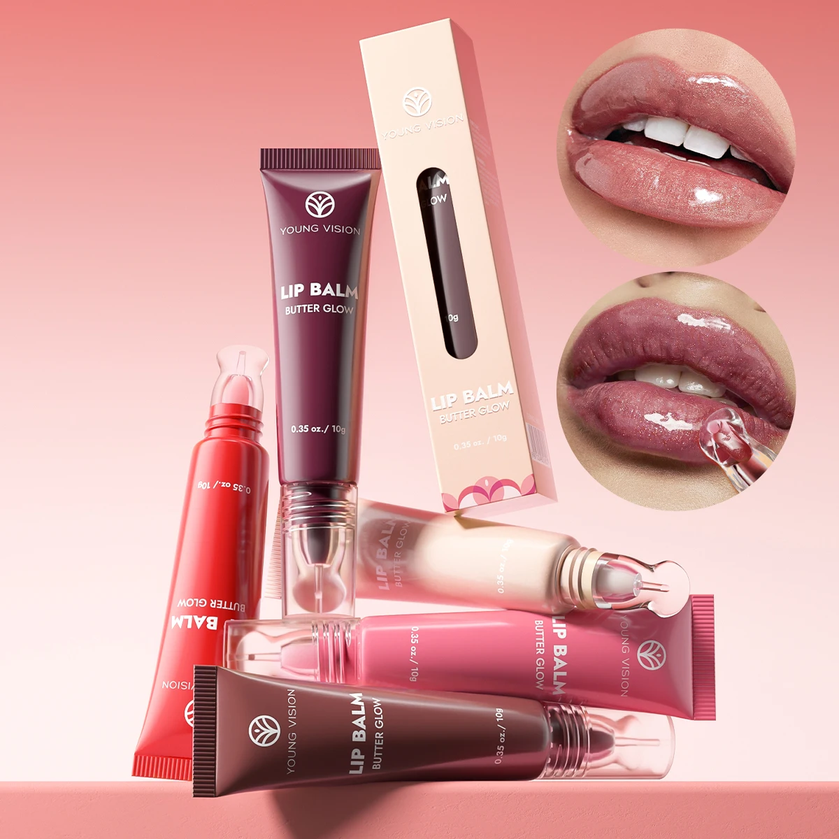 يونغ فيجن 6 ألوان بيرليسسينت أنبوب لامع ناعم للشفاه مغذي ومرطب كريستالي شفاف لون شفاه لامع مائي