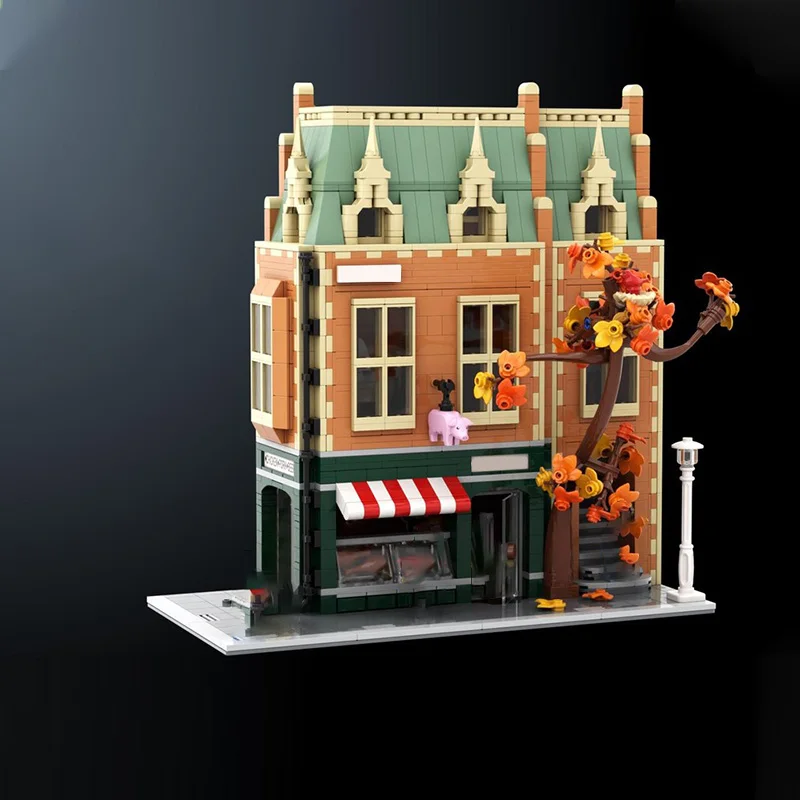 Модель City Street View MOC, строительные кирпичи, мясной магазин и закон, офис, модульные технологии, подарки, праздник, сборка, детские игрушки, костюм