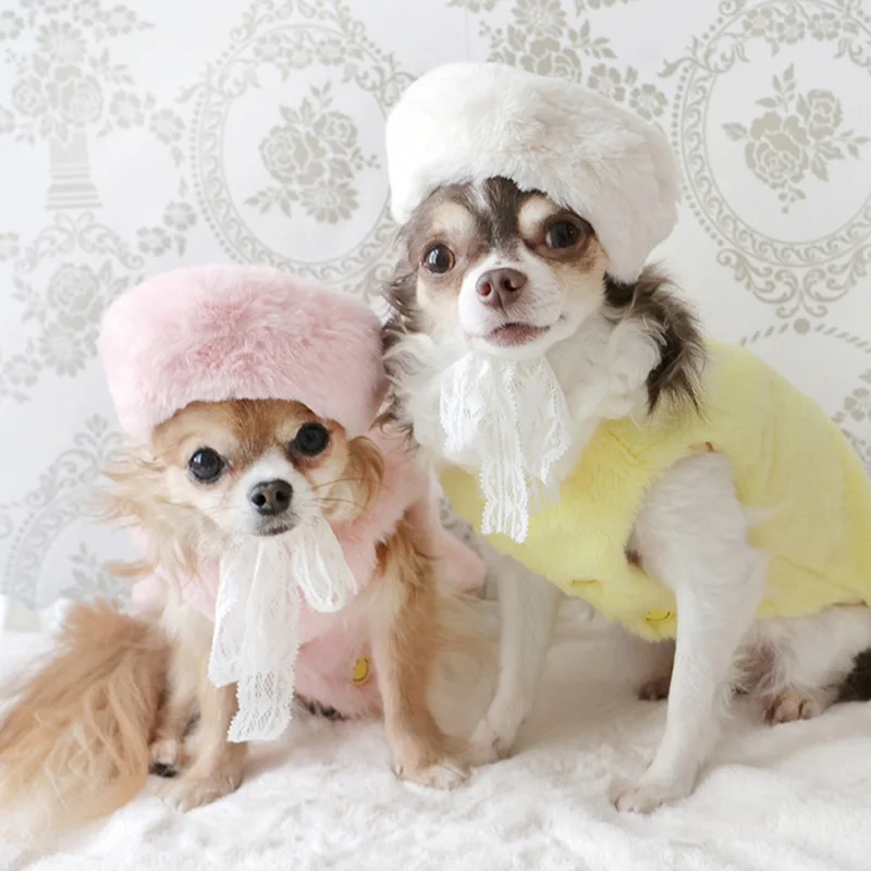 

Dog Cat Beret Wool Hat Headband Korean Cute Pink White Beret Grooming Christmas Costumes Accessory Photo Props Holiday Pet Caps
