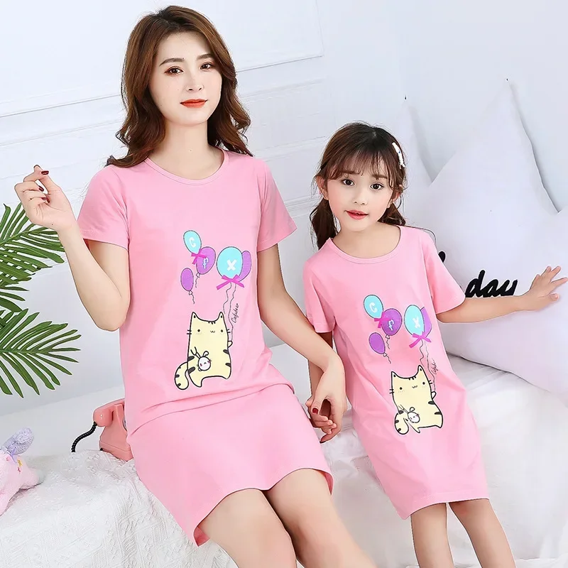 Children Nightdress Girls Rabbit Nightgowns Kids Cotton Pajamas Princess Night Dress Mom and daughter Sleepwear Dressing Gown