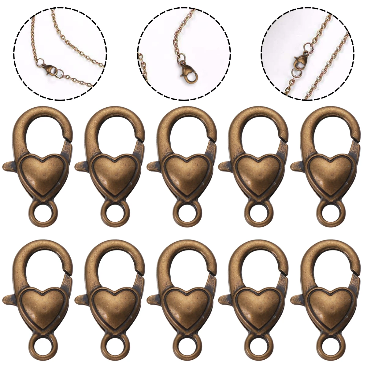 10 pçs fecho lagosta para fazer jóias acabamento bronze diy encantos pulseiras colares chaveiros celular acessórios decorativos