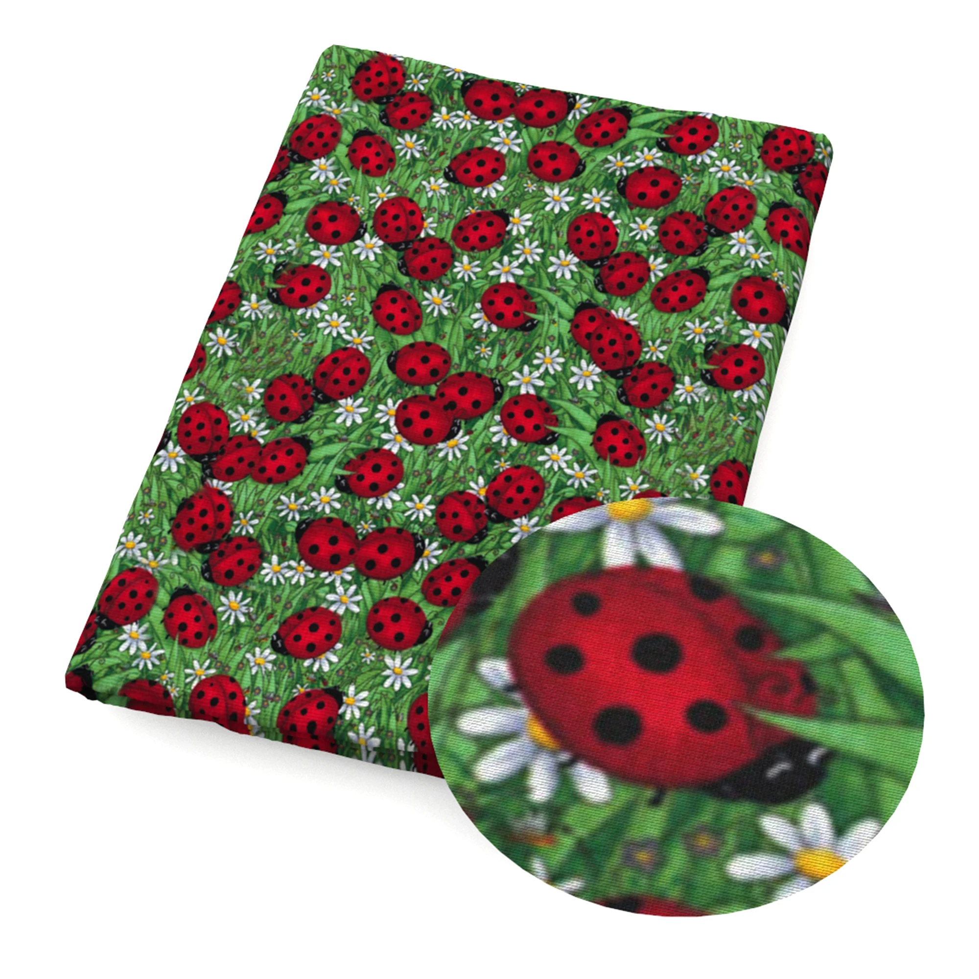 Cartoon Animals Ladybug Printed Polyester Pure Cotton Material By the Meter Patchwork Tissue Sewing Quilting Fabrics Needlework