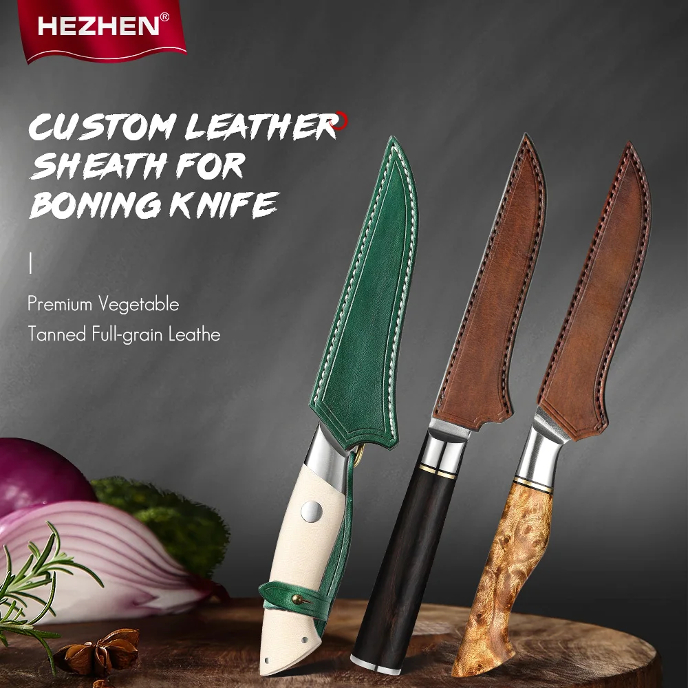 HEZHEN Leather Sheath Vegetable Tanned Full-grain Leather Knife Cover for HEZHEN Bonning Knife This Is Sheath No Knife