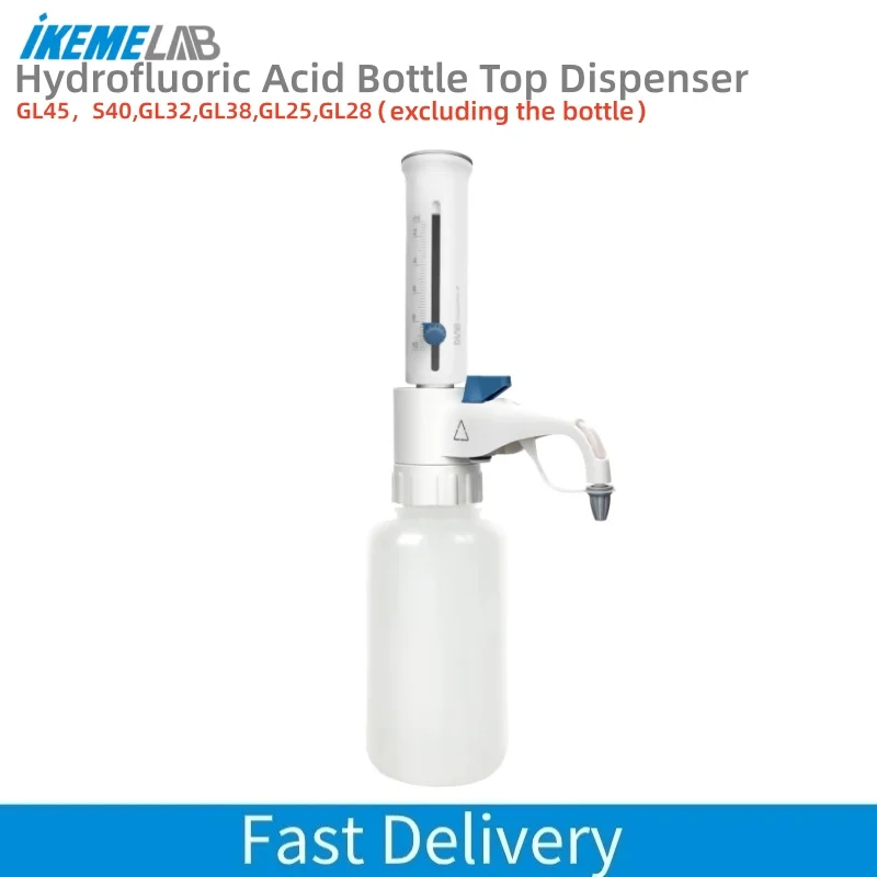 IKEME DispensMate-HF Hydrofluoric Acid Bottle Top Dispenser 1-10mL Ceramic Piston FEP Tubing for Trace Analysis ICP-MS Dispenser