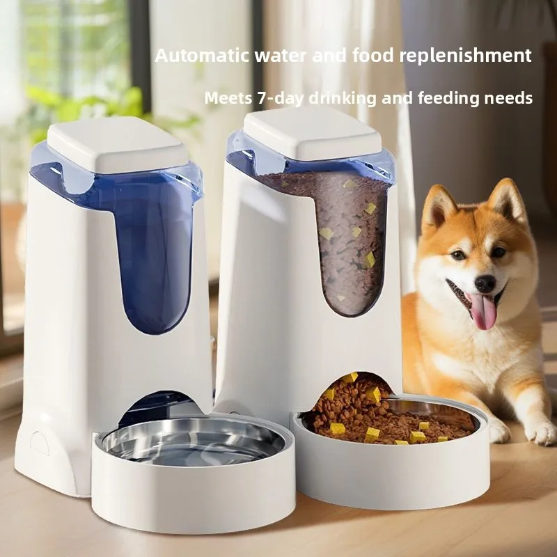 

Двойная миска для кошек с автоматической подачей воды, большая емкость, защита от проливания, кормушка для кошек и маленьких собак