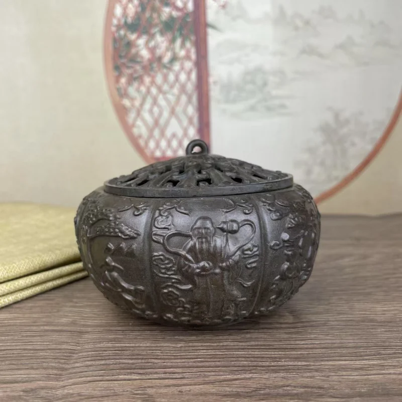 Antique Bronze for Home Use, Vintage Sandalwood , Embossed Agarwood Incense Burner, Calming Aromath