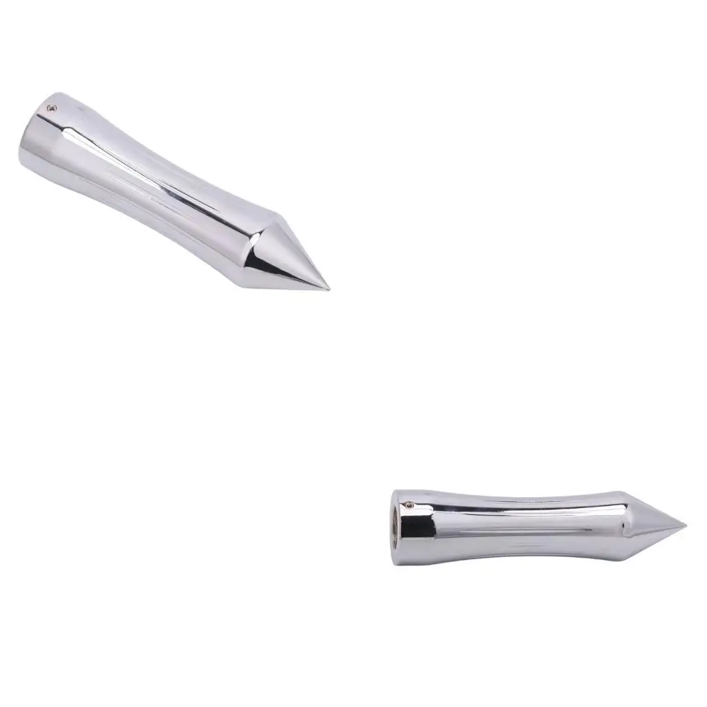 1 Pair 22mm/25mm Pointed Motorcycle Handlebar Grips with Polished Aluminum Metal