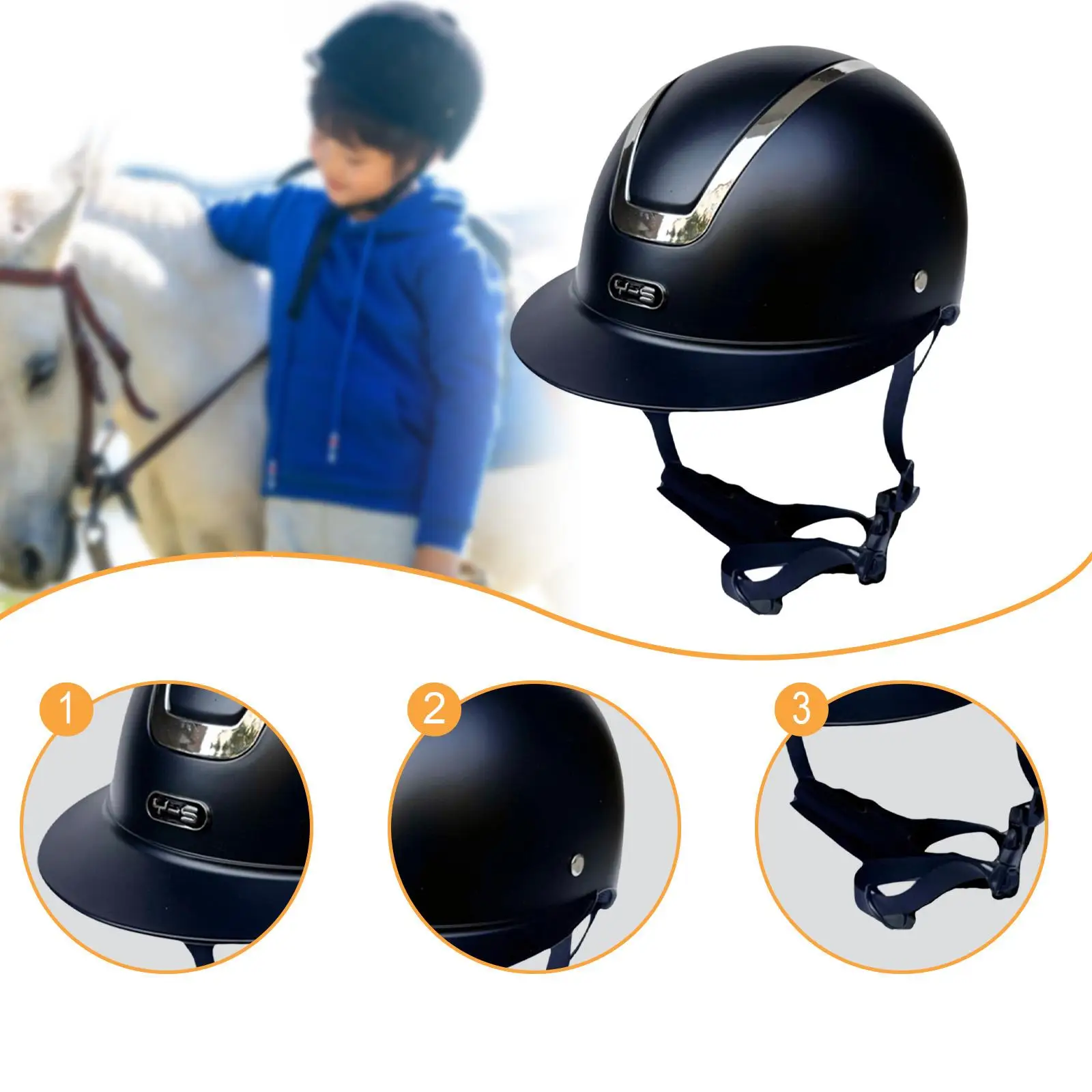 Kids Equestrian Helmet with Adjustable Chin Strap Breathable Liner Safety Riding Hat for Youth
