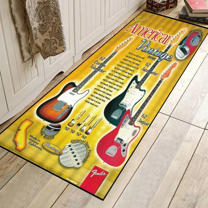 Fender Guitar Pattern Carpet for Living Room, Large Area Rugs, Bedside Floor Mat, Home Design, Sofa, Table, Bedroom, Decorative