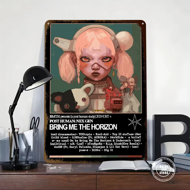 Bring Me The Horizon Album Art Tinplate Posters Customizable Wall Art Retro Vintage Metal Signs for Home Room Custom Plate Decor