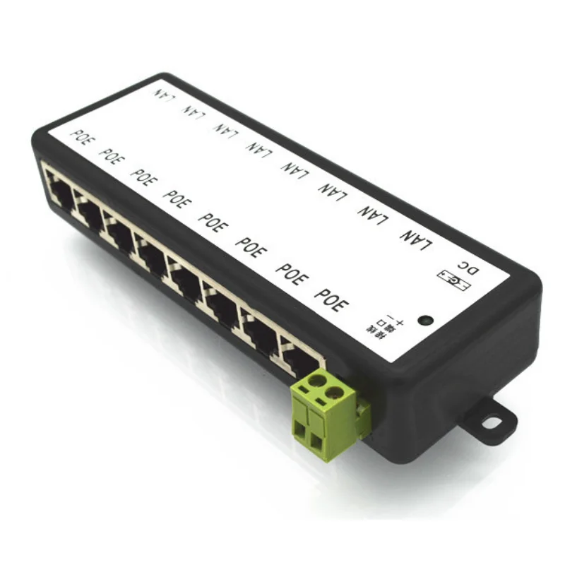 Iniettore POE Splitter POE a 8 porte per telecamera POE di rete CCTV Power Over Ethernet muslimhot Sale