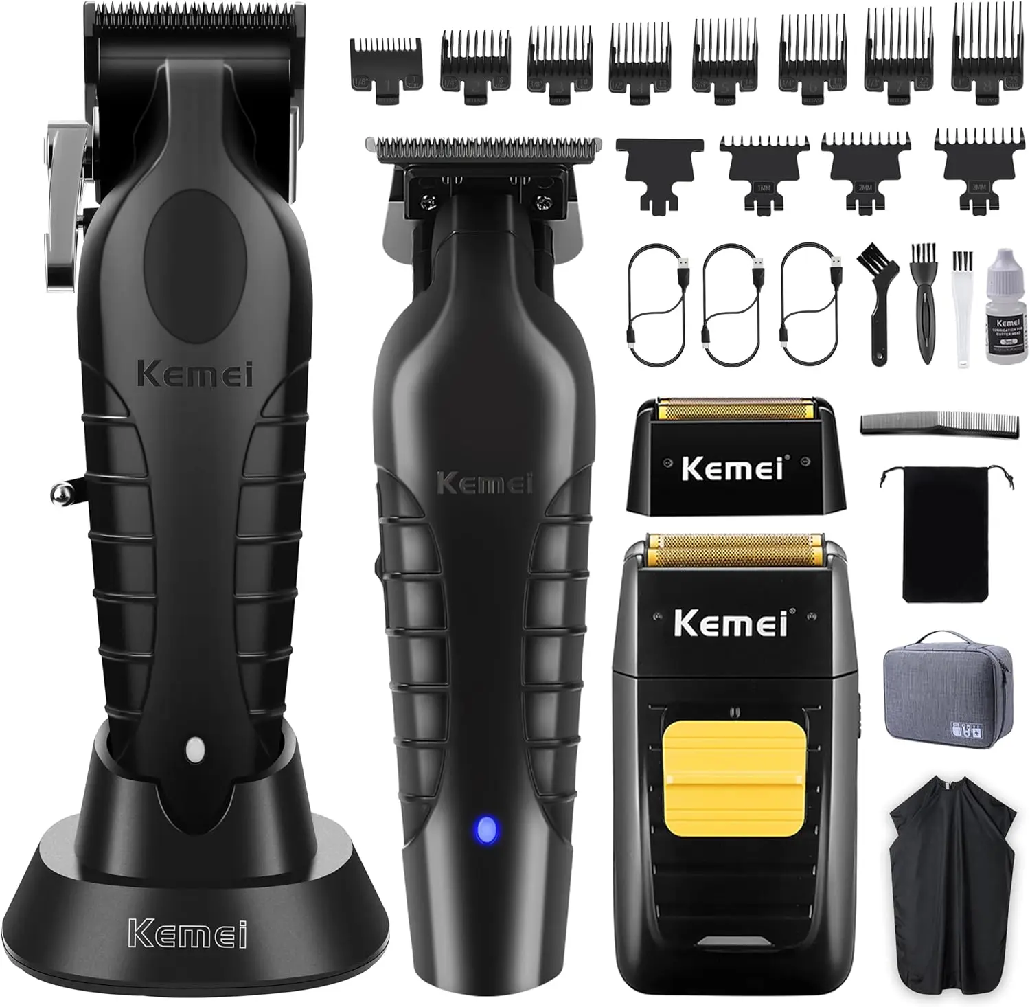 

Professional Cordless Hair Clipper and Trimmer Set with Replacement Heads, Electric Foil Shaver for Men's Grooming