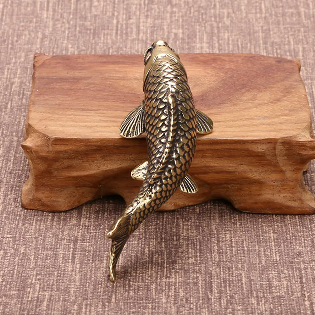 

Copper Carp Desktop Adornment Creative Copper Craft Home Tabletop Ornament Decorative Carp Shape Desktop Decor Vintage Style