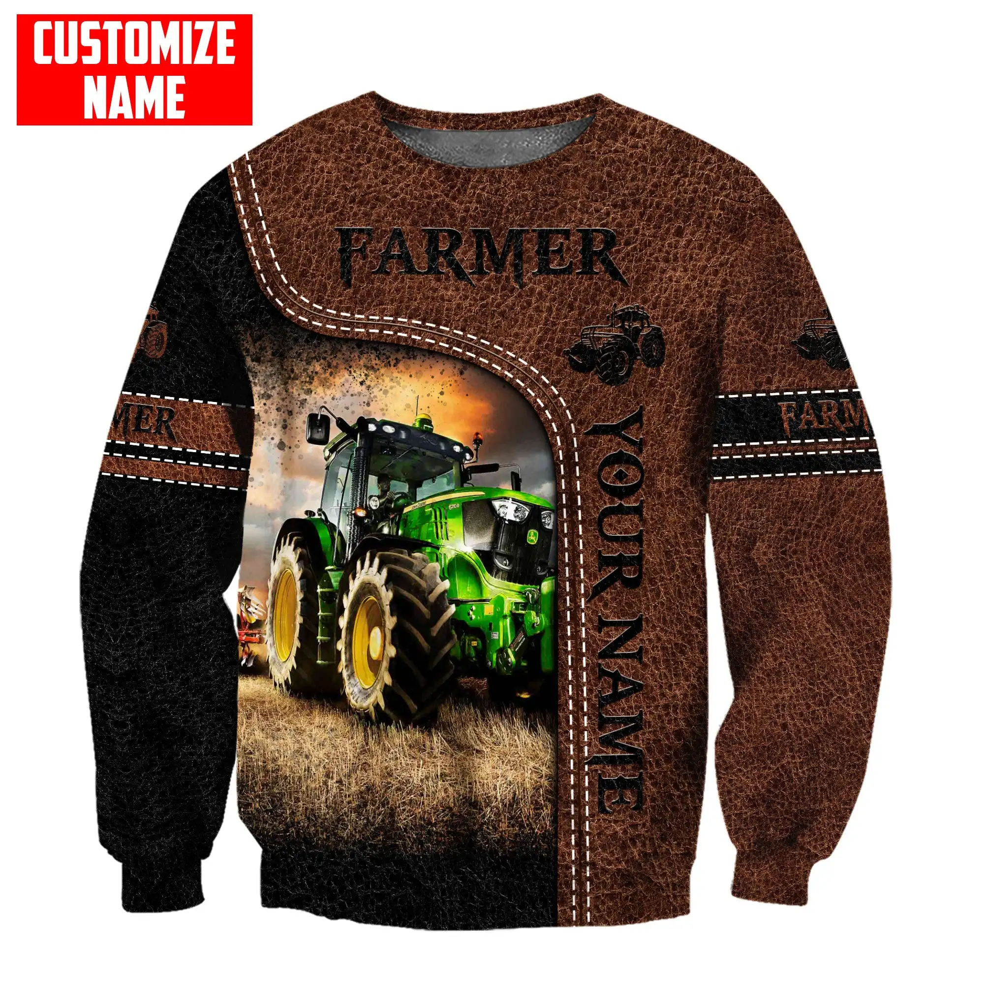 Personalized name Farmer Tractor 3D All Over Printed Mens Hoodies & Sweatshirt Unisex Casual zip hoodies sudadera hombre MT-40