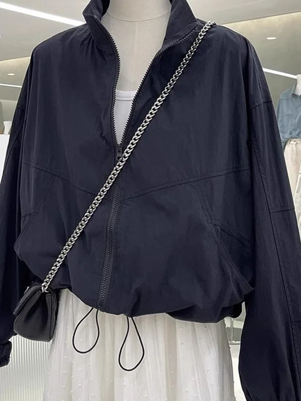 High-End Women's Sun Protection Clothing Store Nu New Summer 2025 Brand Outerwear Loose Fit Long Sve Zipper Closure